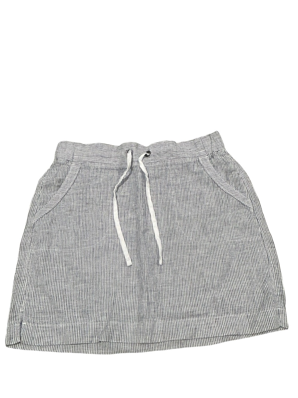 Athleta Mini Skirt 100% Linen Sz 4 Drawstring Pockets Drawstring Casual Summer